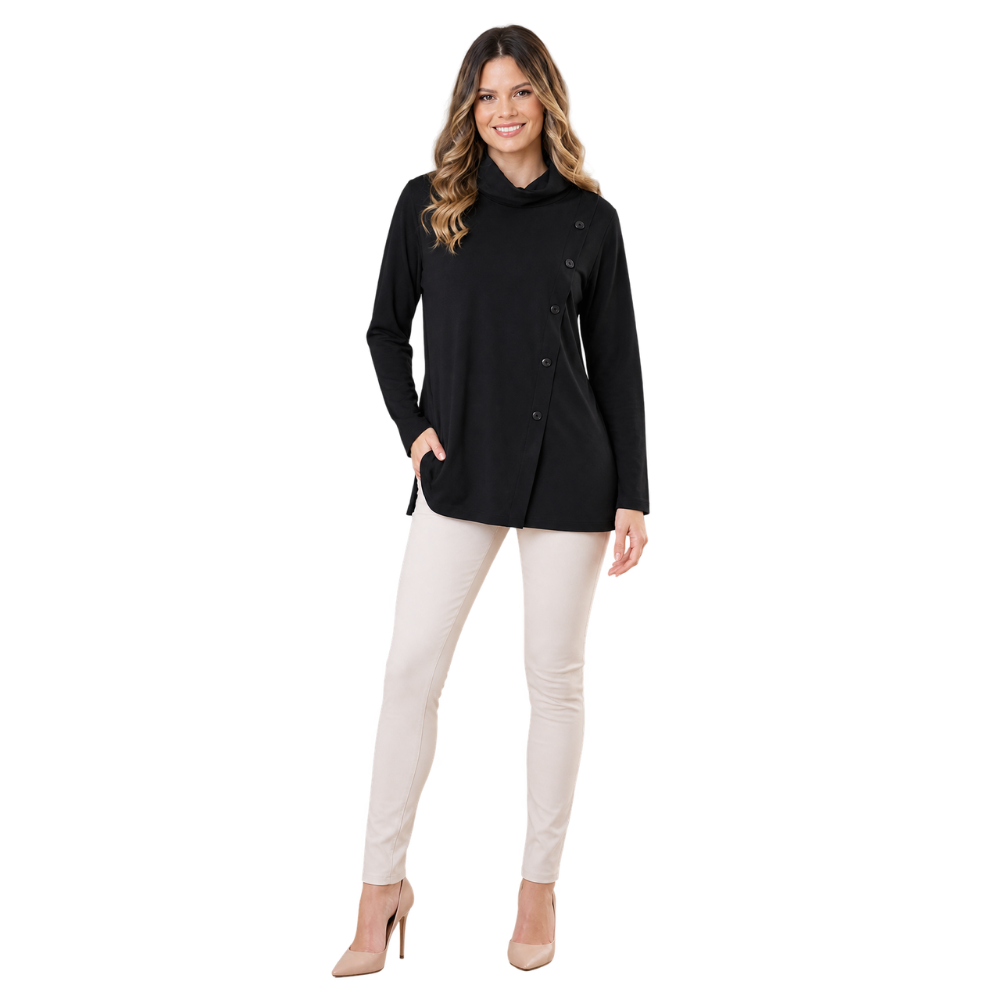 Blusa com Botões Confortável Solta e Comprida Peregrino