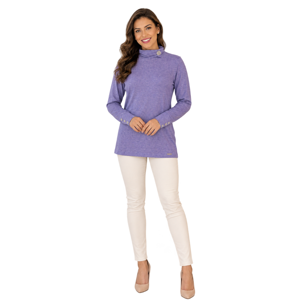 Blusa Feminina com Detalhes no Punho e Super Quentinha