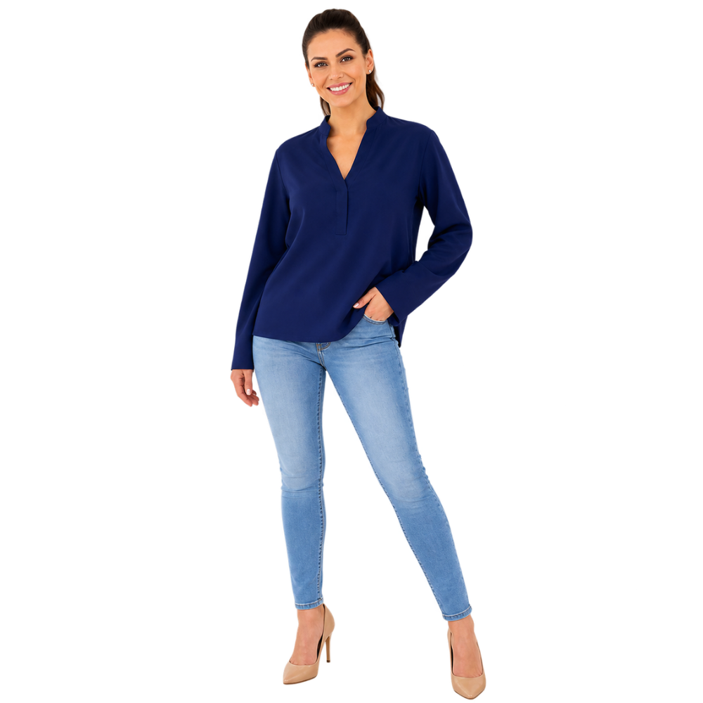 Blusa Feminina em Crepe Chevron Caimento Fluido e Elegante