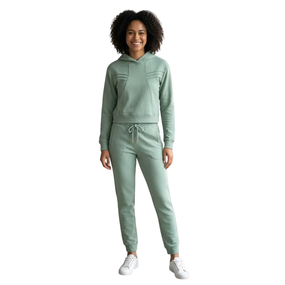 Conjunto Abrigo Feminino Comfy com Capuz