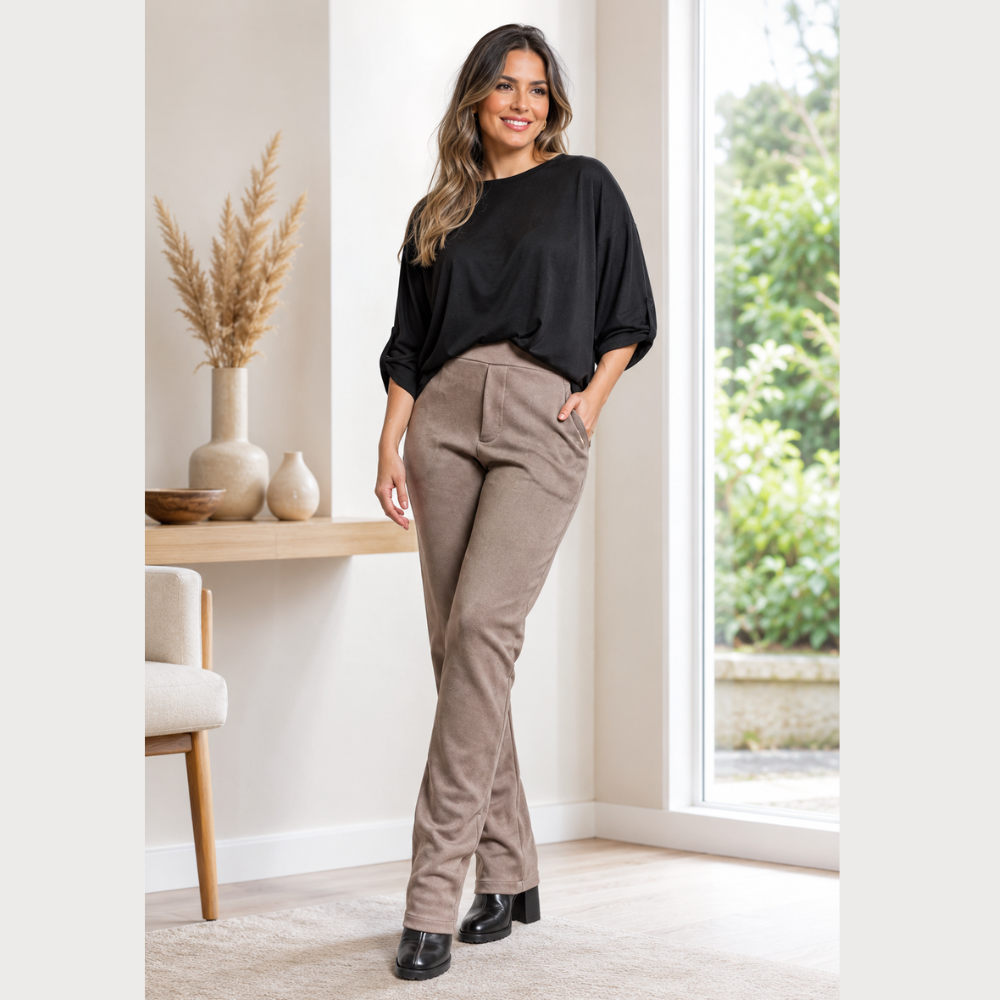 Blusa Suede Feminina Manga Longa com Elegância