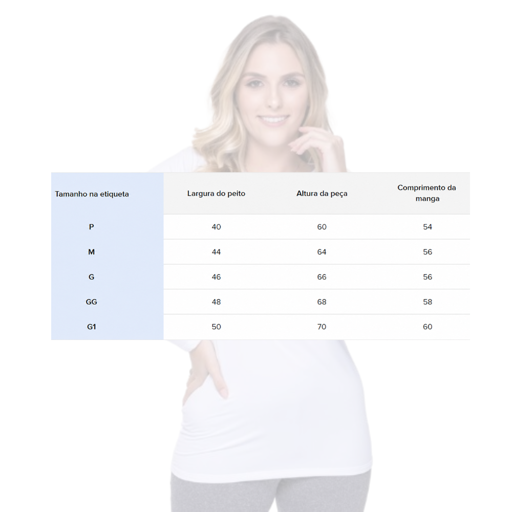 Básica Térmica Feminina Gola Redonda Fio Inteligente com Proteção UV