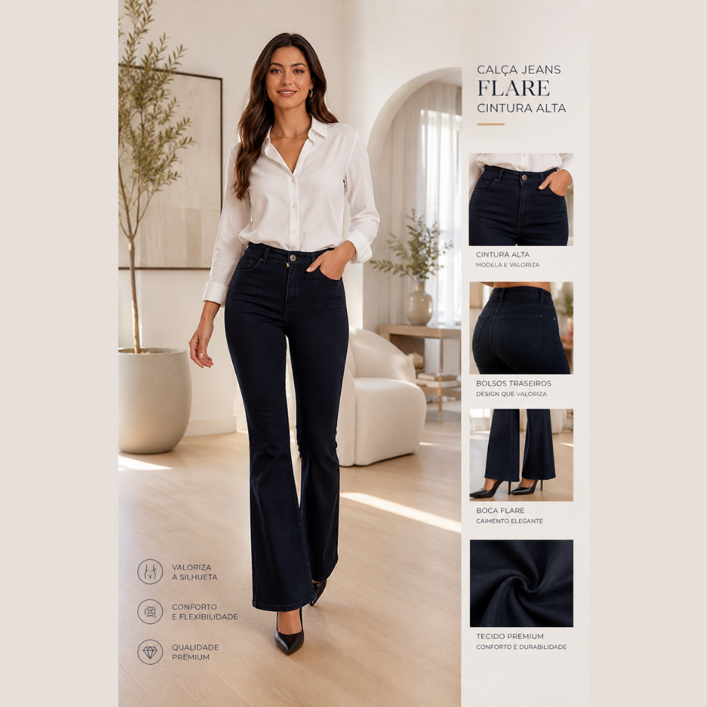 Calça Jeans Flare Feminina - Um Clássico que Valoriza sua Silhueta