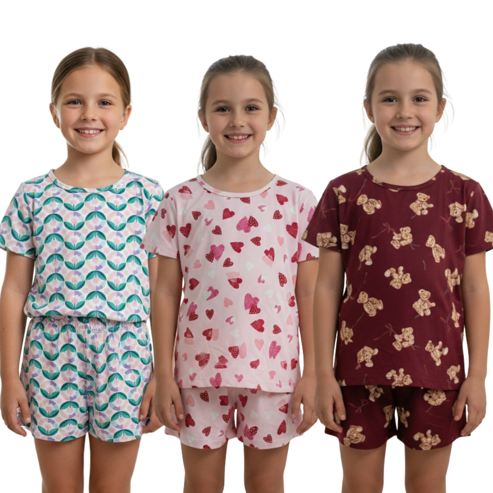 Pijama Infantil Feminino Verão em Suede