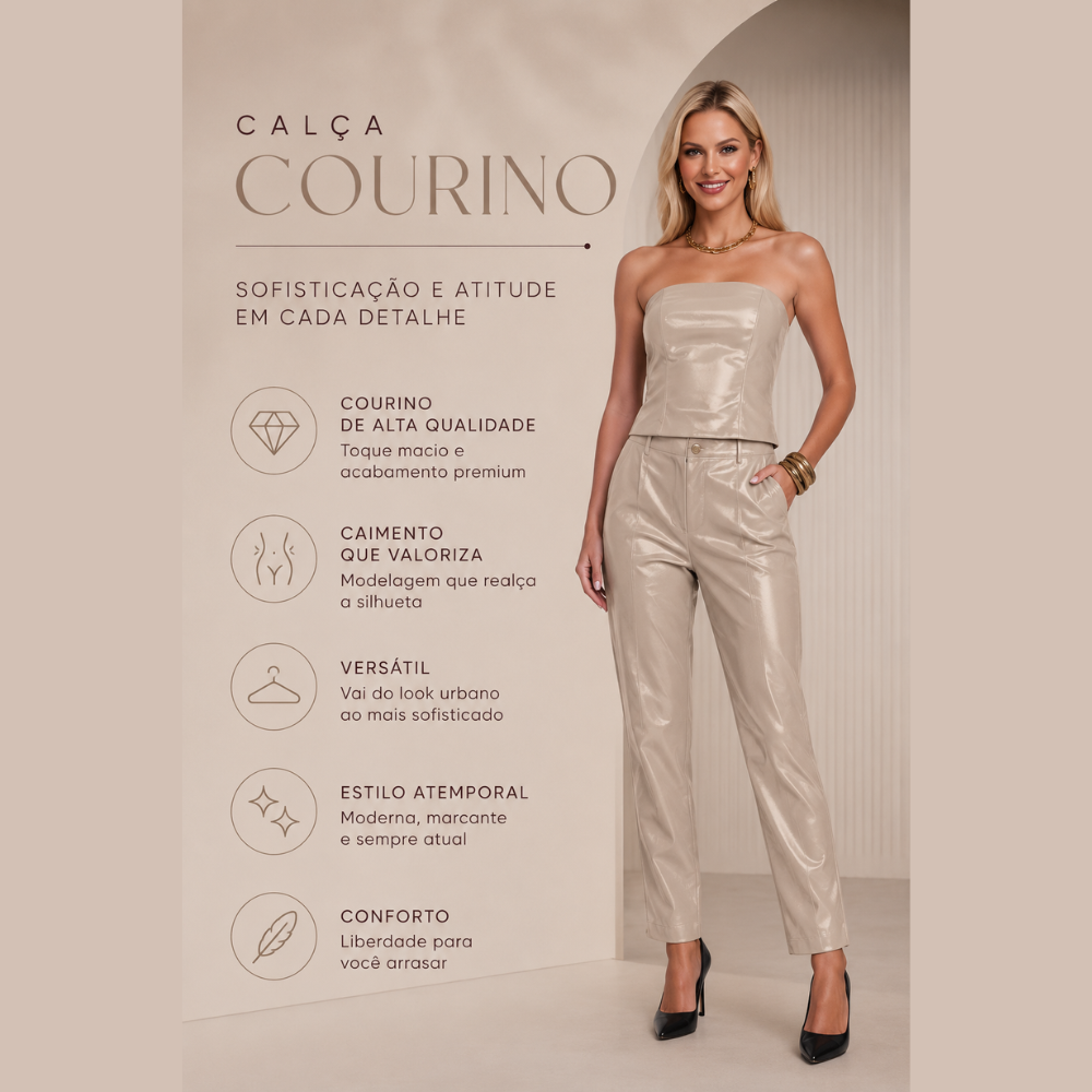 Calça Feminina em Courino Estilo Sofisticado e Atemporal