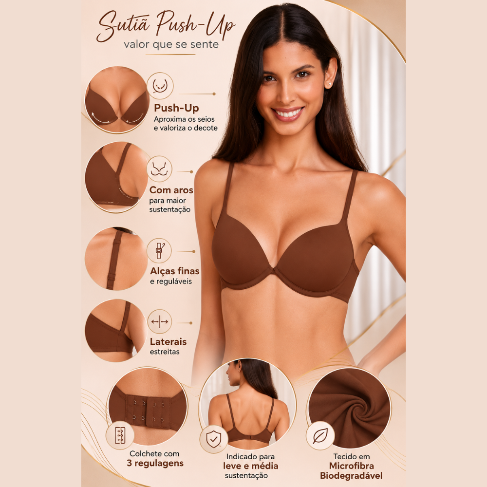 Sutiã Push-Up Alça Rolete