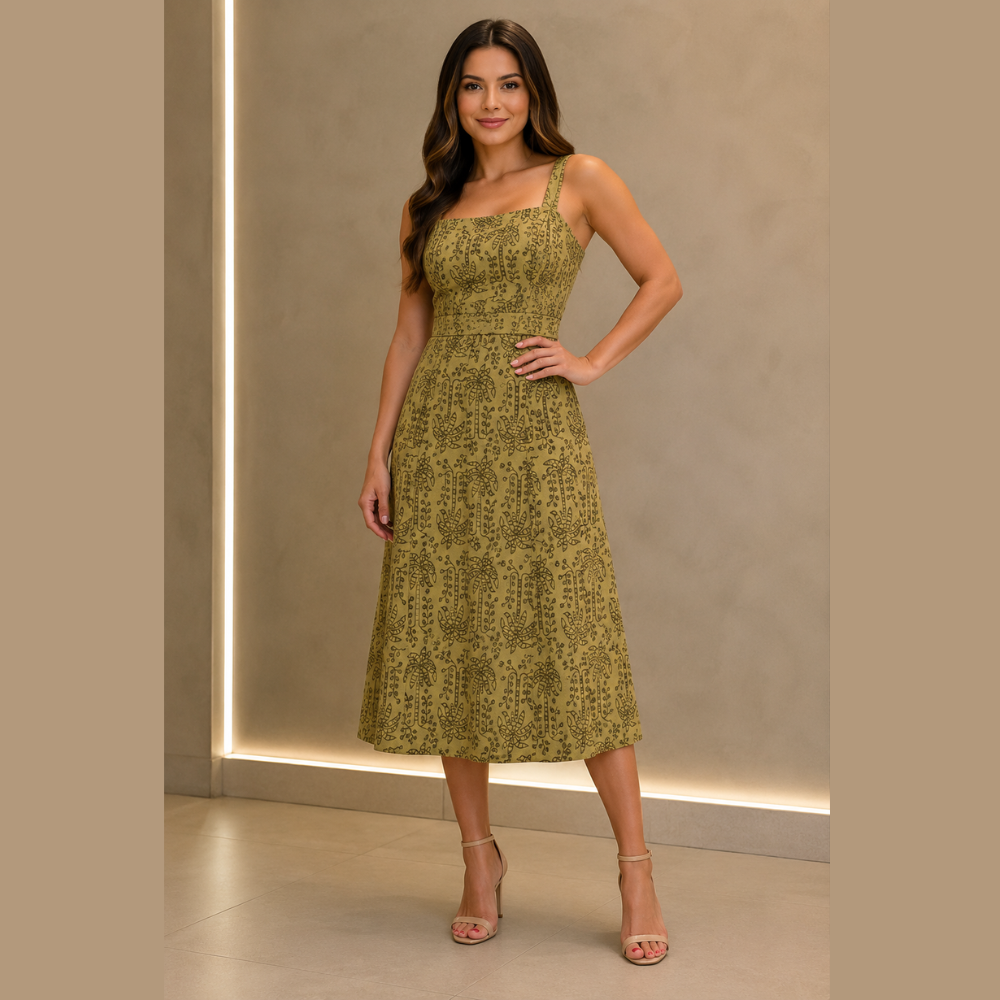 Vestido em Meia Malha de Algodão Devorê