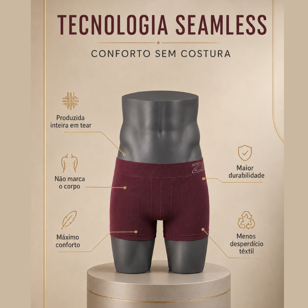 Cueca Boxer Sem Costura Lisa