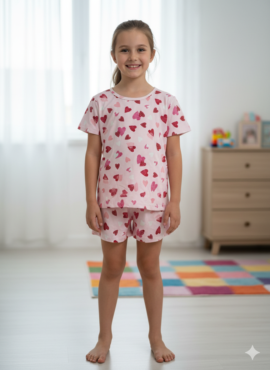 Pijama Infantil Feminino Verão em Suede