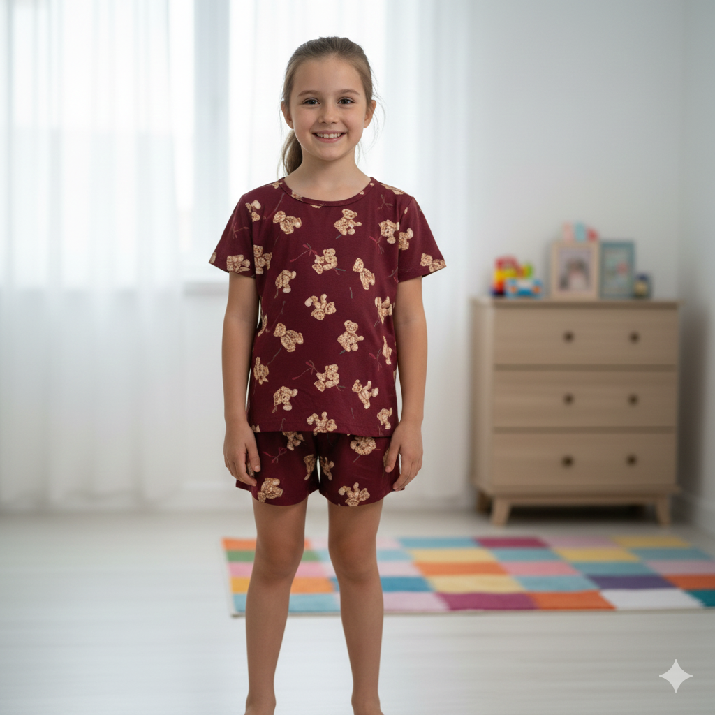 Pijama Infantil Feminino Verão em Suede
