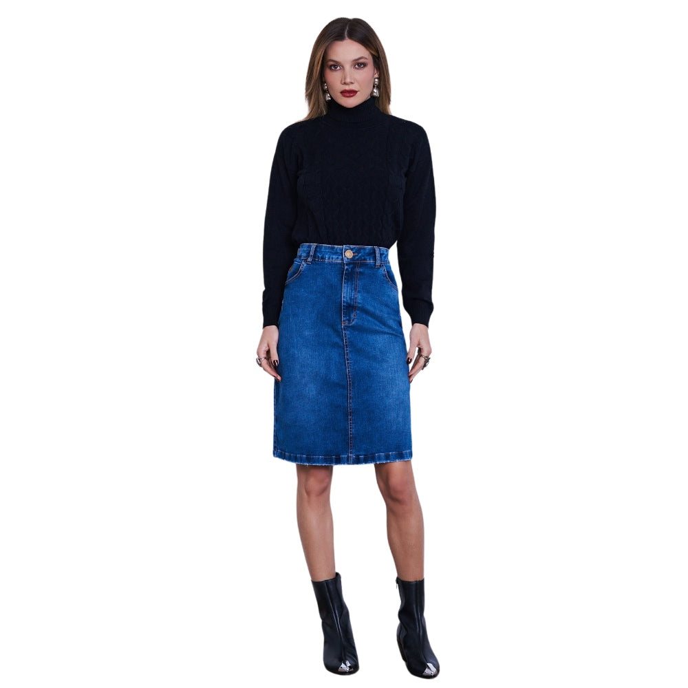 Malha Feminina Tricot Gola Alta