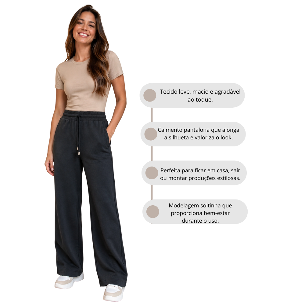 Calça de Abrigo Pantalona Comfy Feminina
