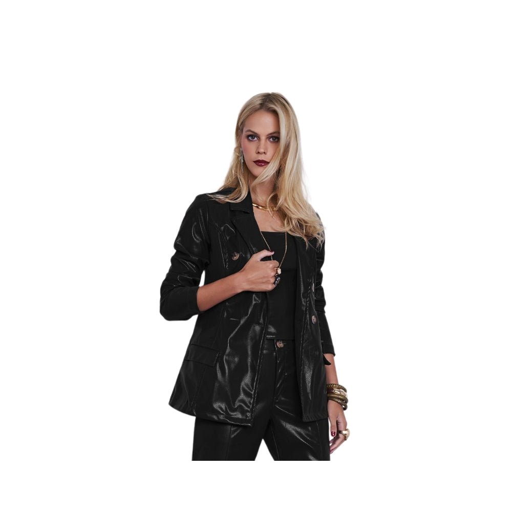 Blazer Feminino em Courino Estilo Sofisticado e Atemporal