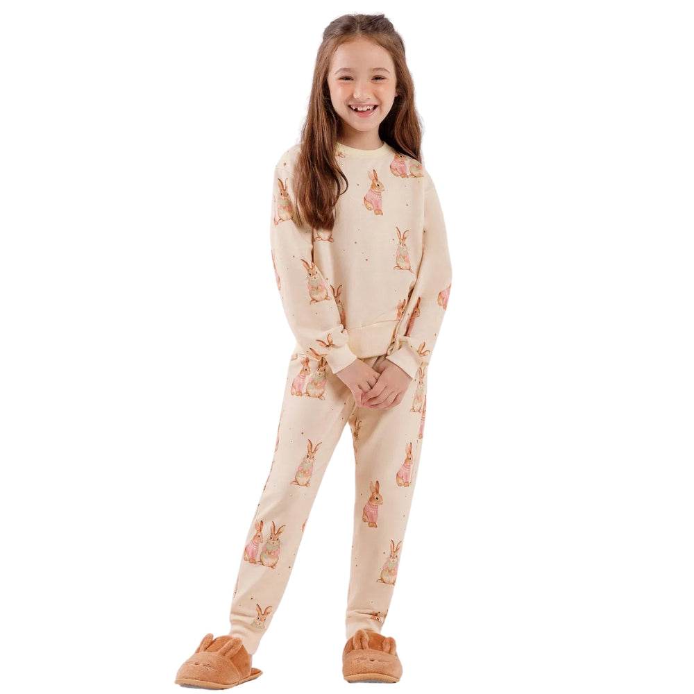 Pijama Infantil Feminino Manga Longa com Calça