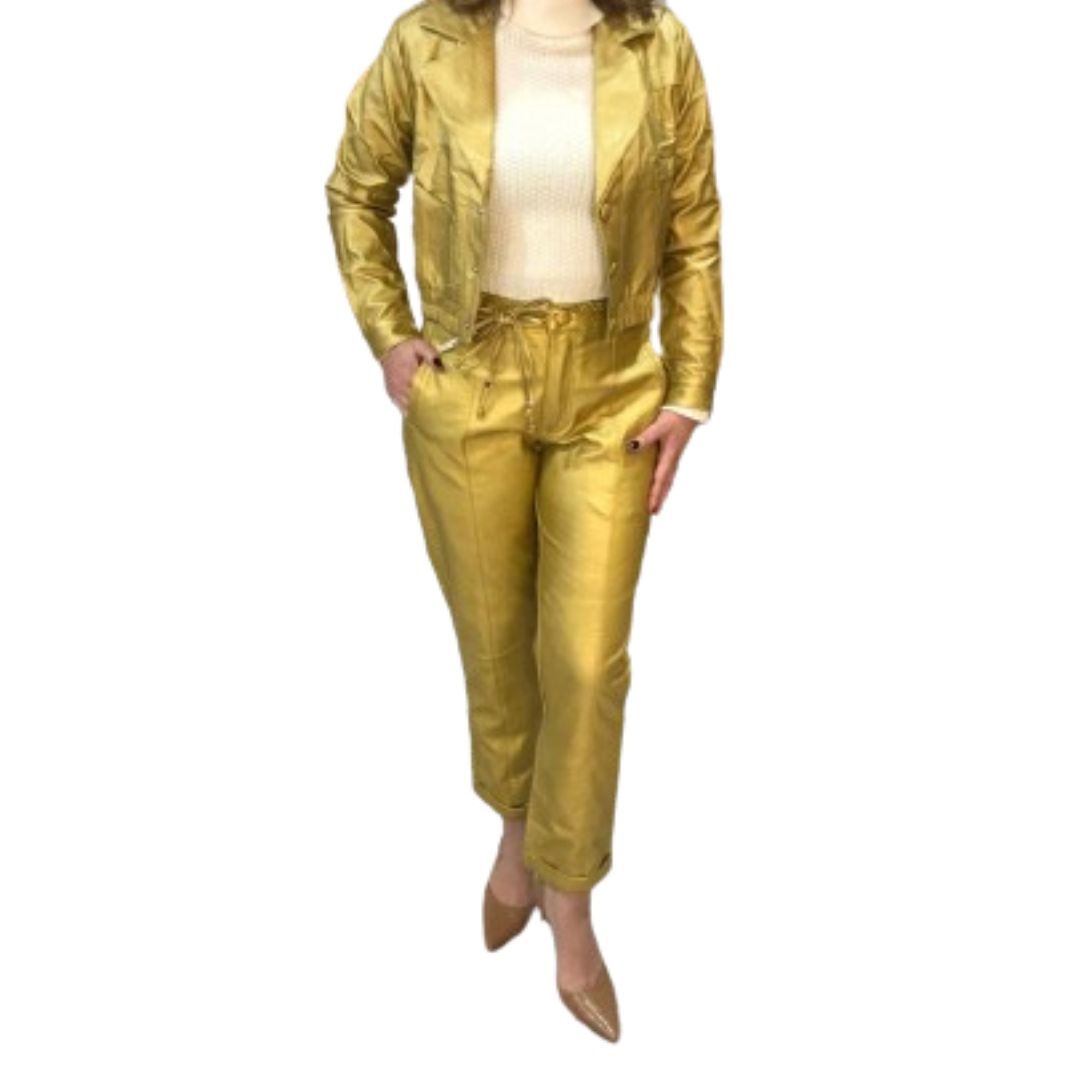 Calça Feminina Dourada Metalizada