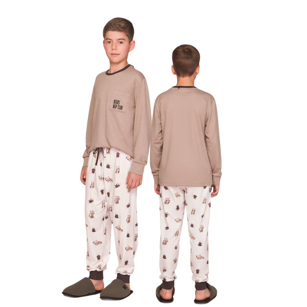 Pijama Jogger Masculino Infantil Nap Club em Malha Melange em Sublime Touch - Lua Luá
