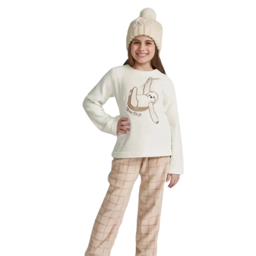 Pijama Peludinho Manga Longa De Preguiça Cor Com Amor