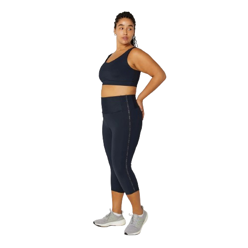 Legging 3/4 Elástico Lateral Cós Alto com Sustenção