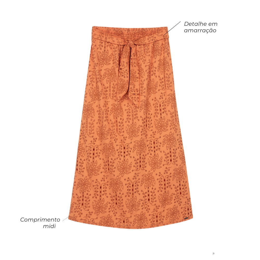 Saia em Meia Malha de Algodão Devorê