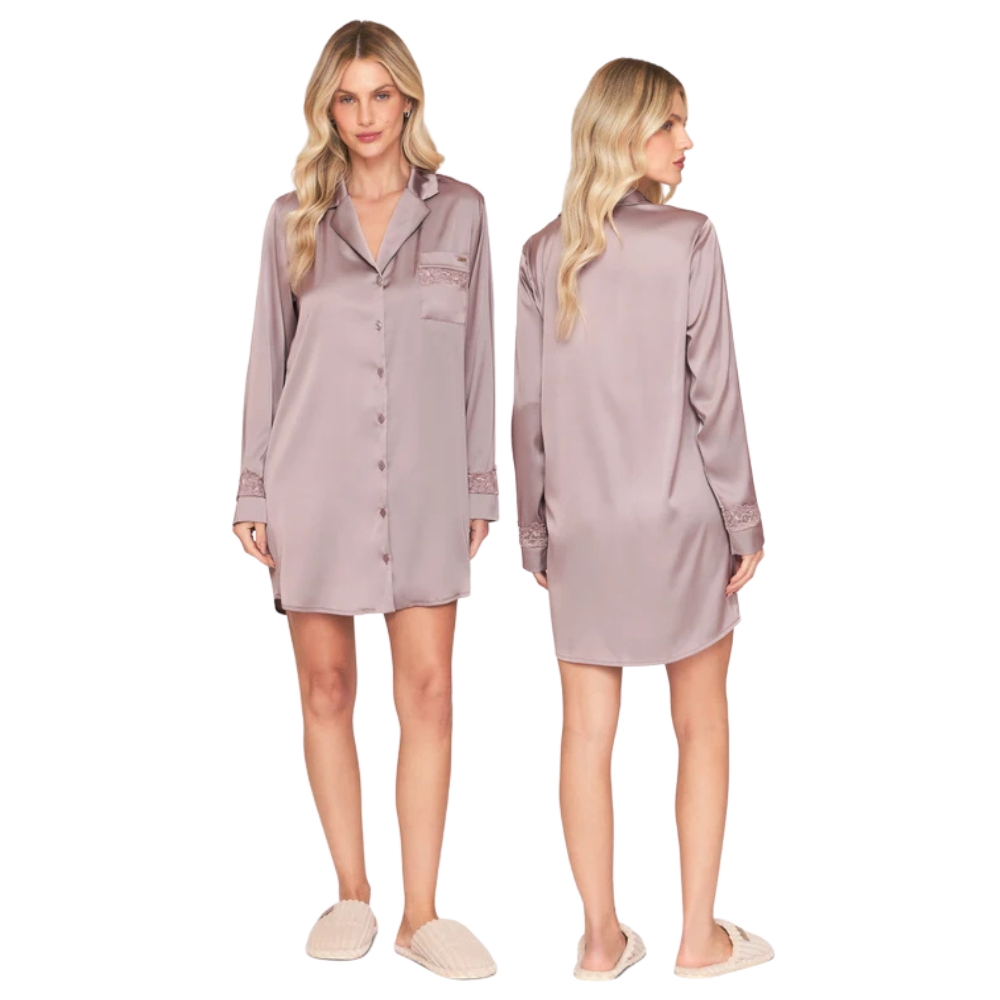 Camisola Chemise Aberta Feminina em Satinê Stillness