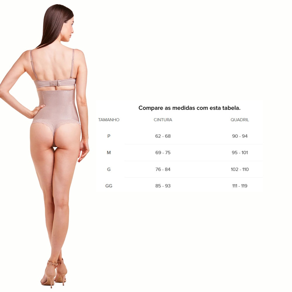 Calcinha Cintura Alta Modelo Fio Dental Valoriza a Cintura e Reduz Medidas de Abdômen