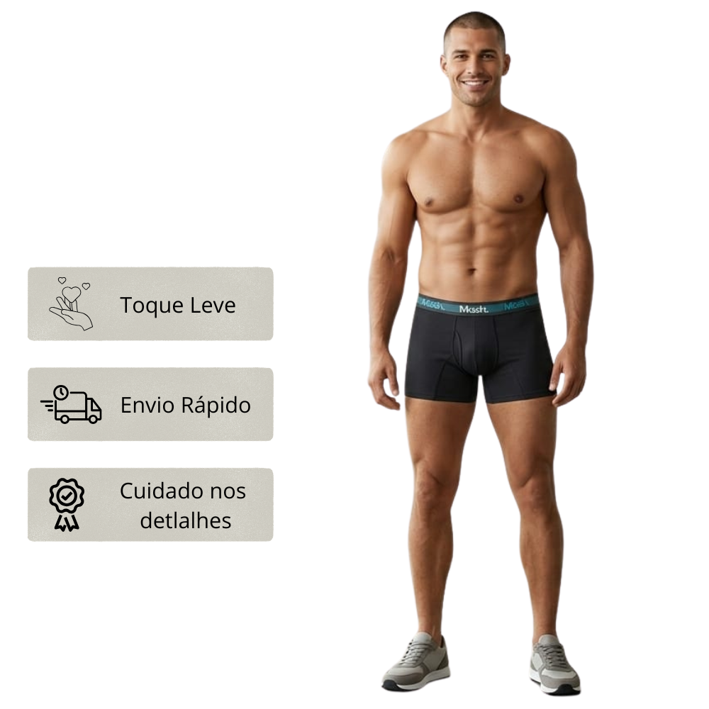 Cueca Boxer Longa Microfibra Conforto Extremo, Antiatrito e Secagem Rápida