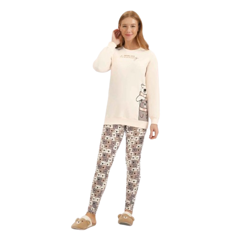 Pijama Manga Longa com Legging Feminino Cor com Amor