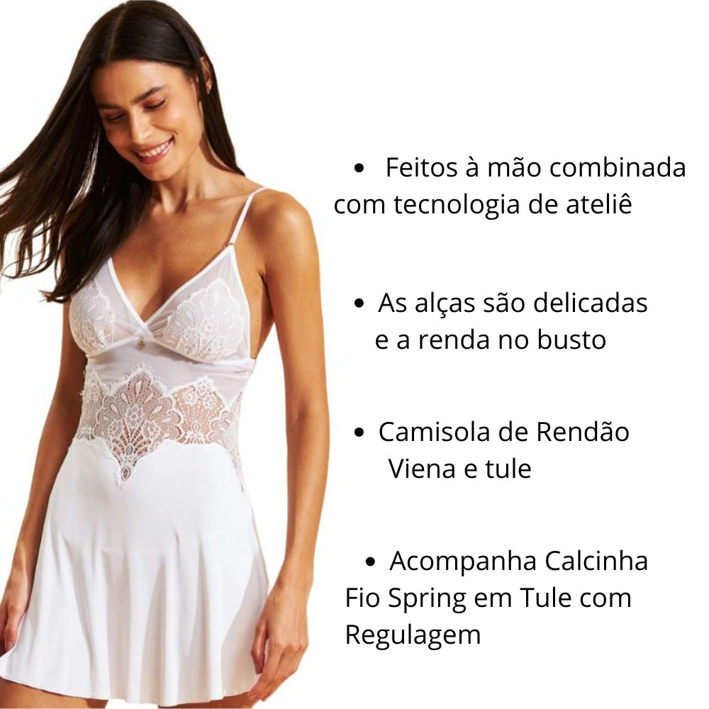 Camisola de Microfibra com Renda Viena