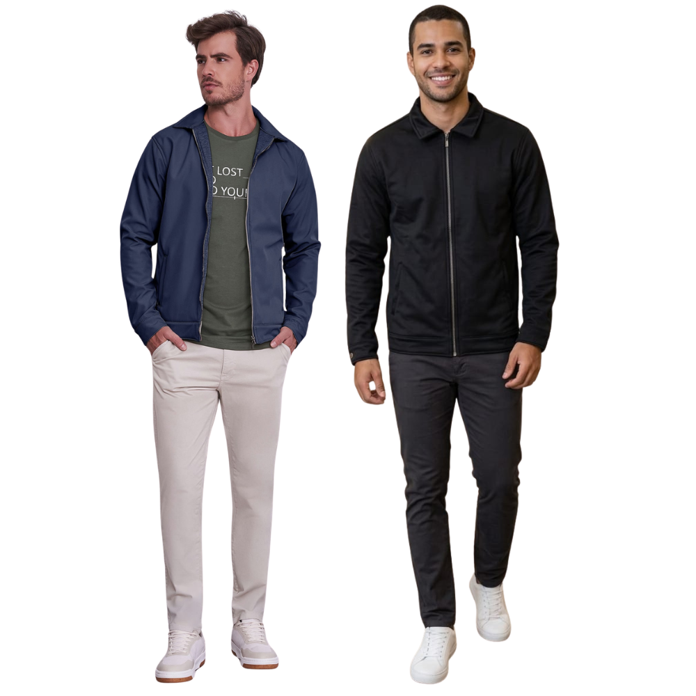 Jaqueta Masculina com Gola e Zíper Leve Confortável e Moderna