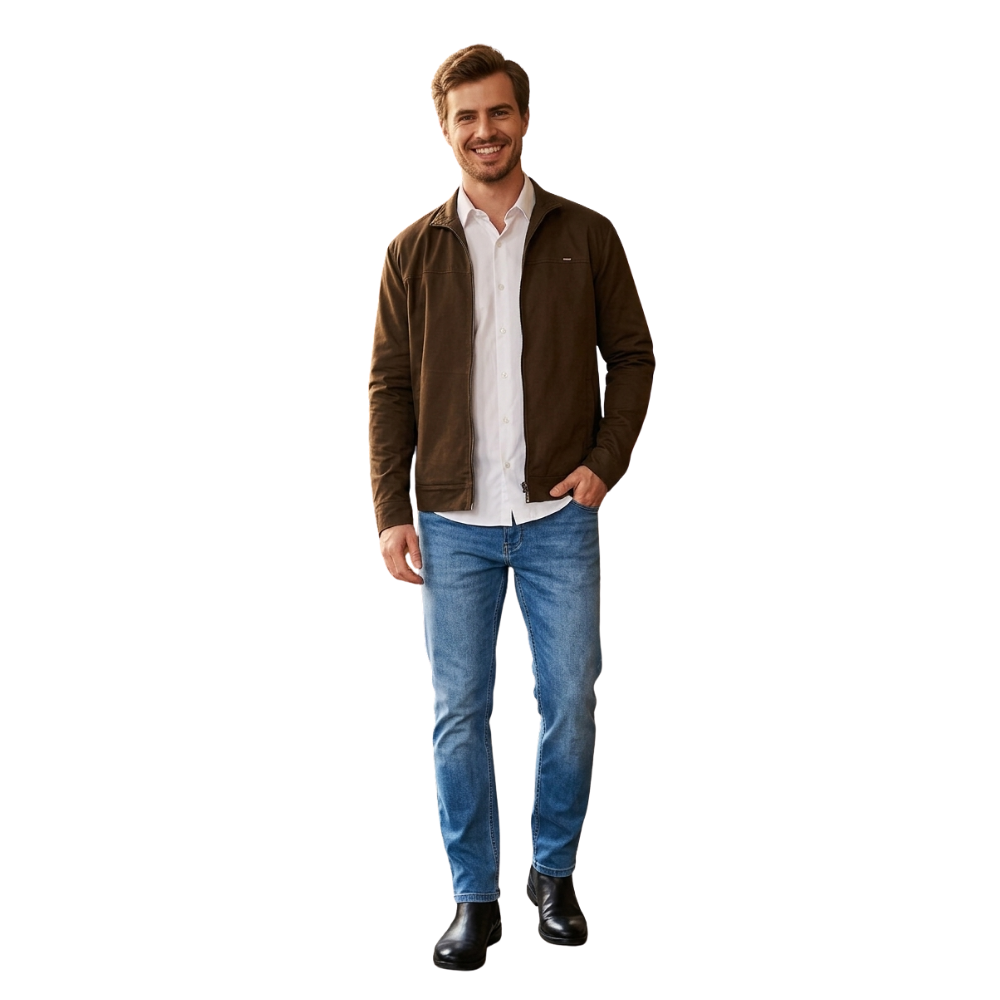 Jaqueta Masculino Casual com Gola e Zíper Feita com Tecnologia Moderna
