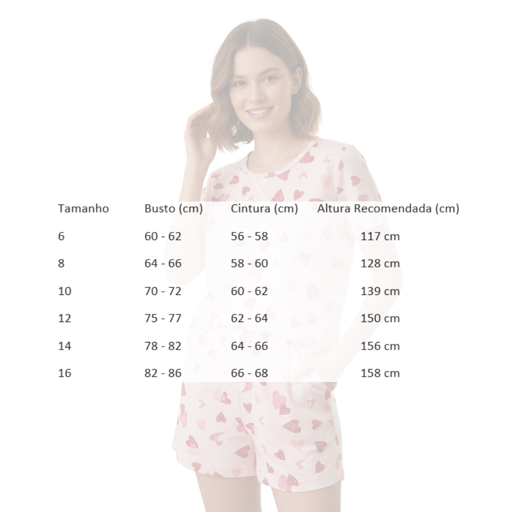 Pijama Infantil Feminino Verão em Suede