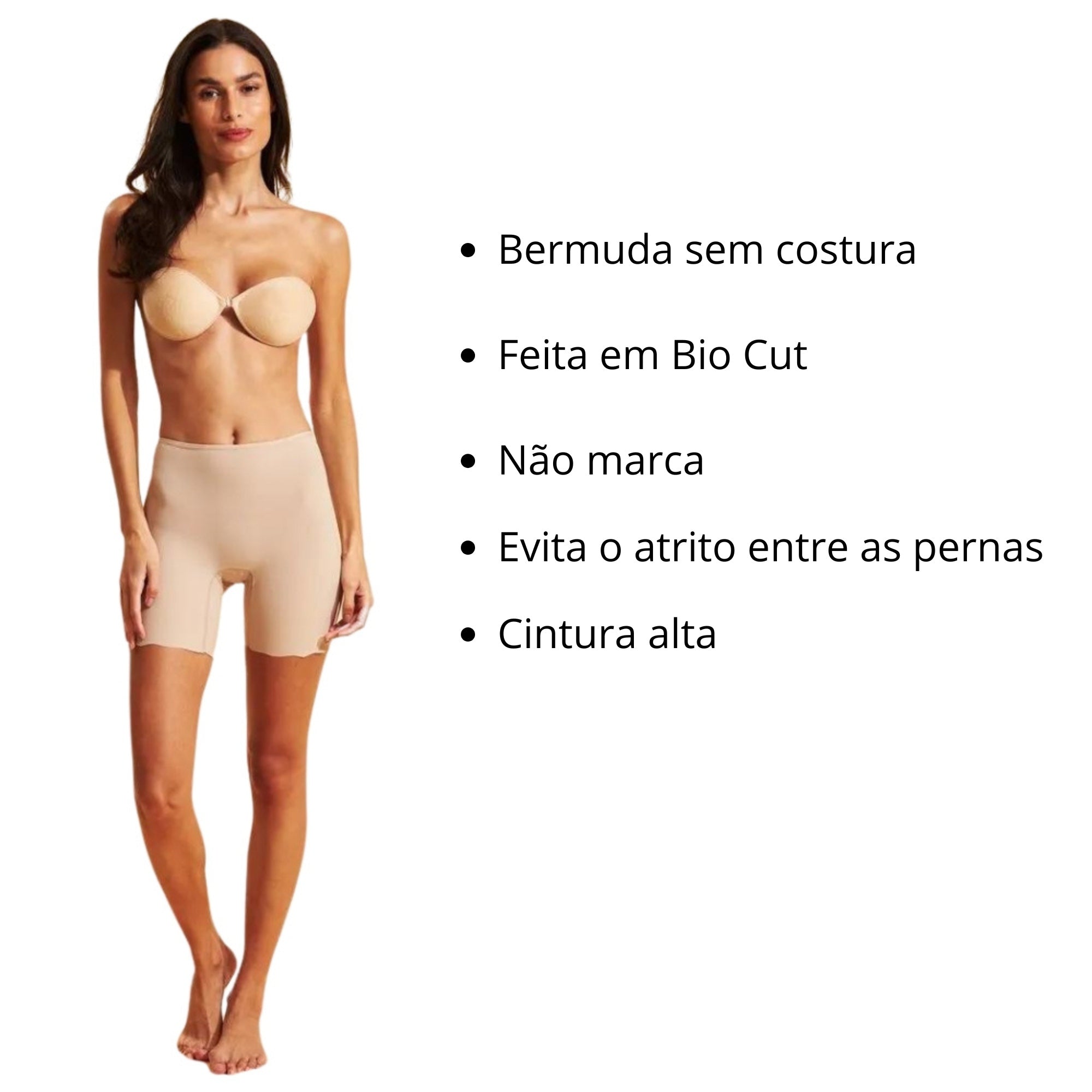Bermuda Sem Costura - Cintura Alta, Conforto e Modelagem Alongada