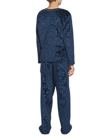 Pijama Fleece Infantil Com Estrelinhas e Luas Recco