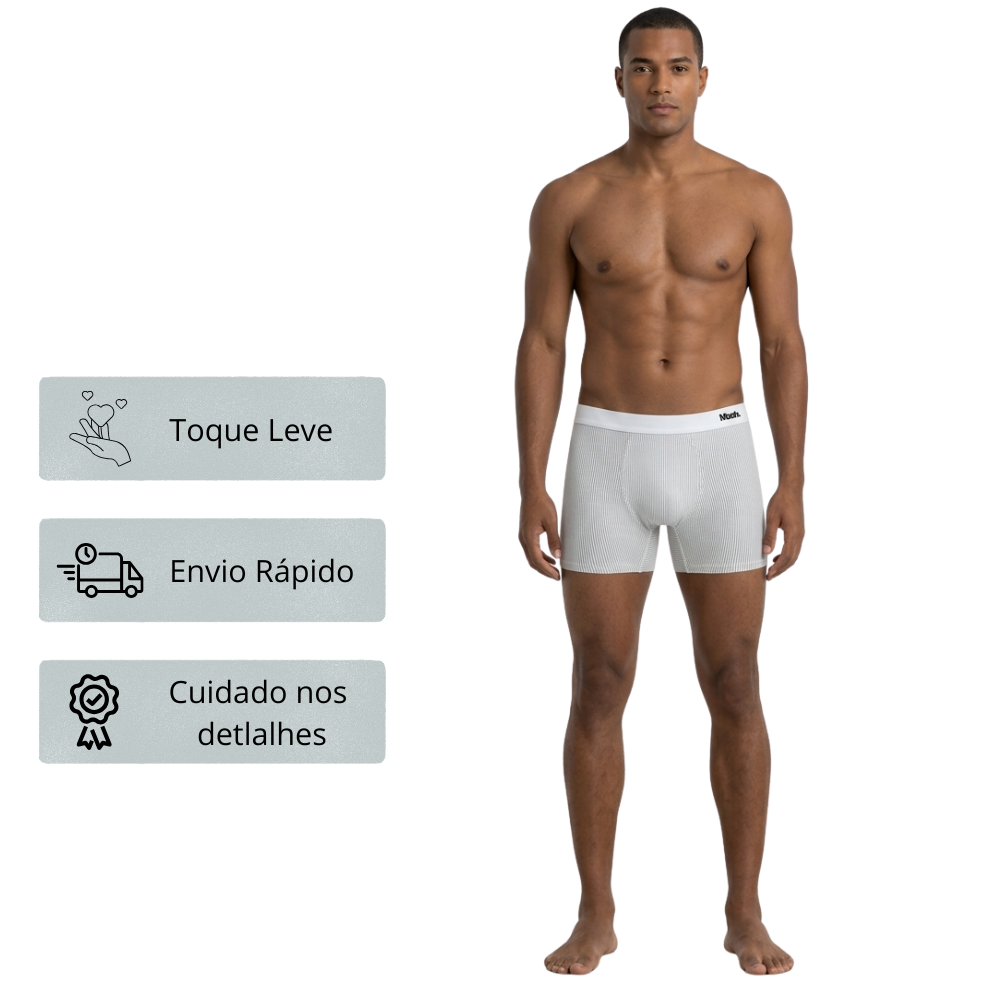 Cueca Boxer Masculina em Microfibra Risca de Giz