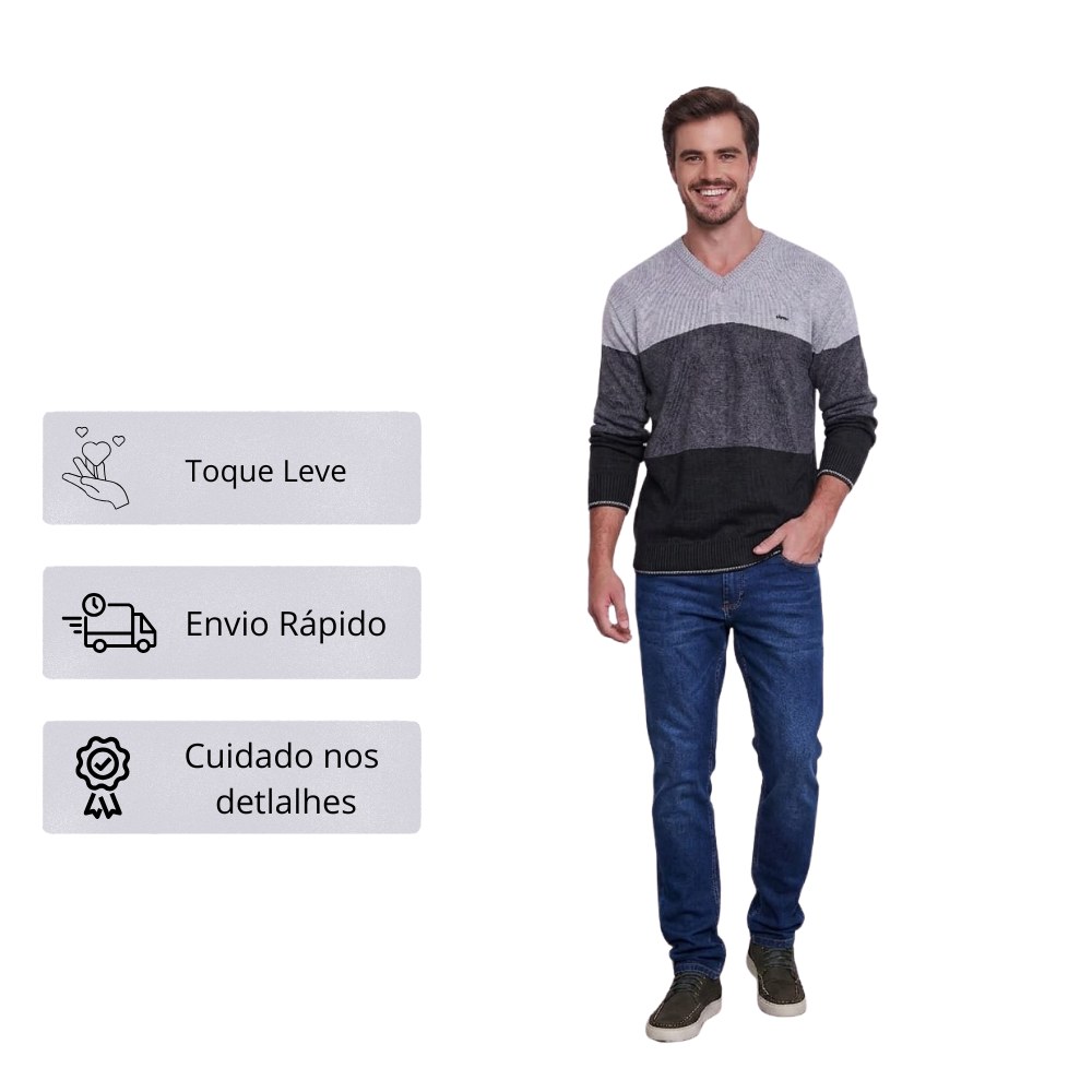 Malha Masculina em Tricot Gola V