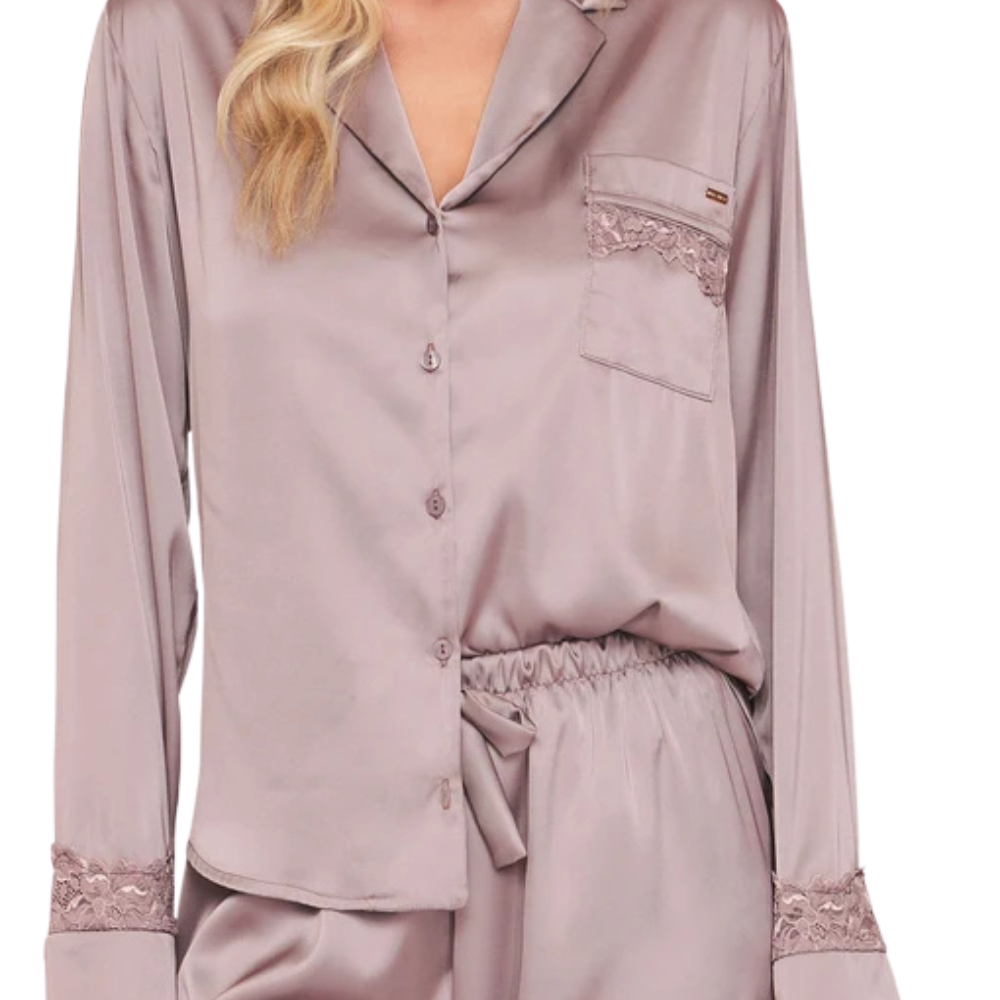 Pijama Aberto Feminino Longo em Satinê Stillness