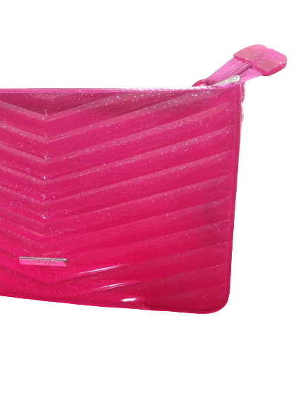 Bolsa Feminina Rosa Com Alça Translúcida Brilhante