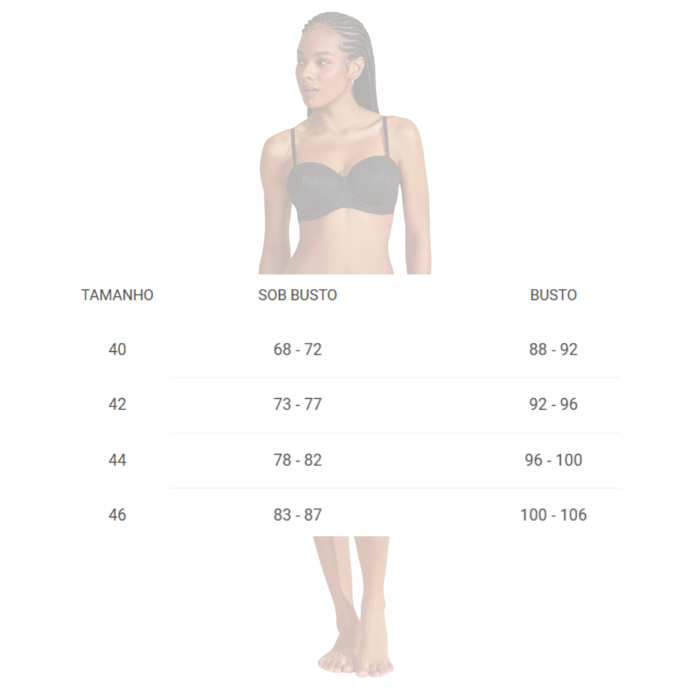 Sutiã com Alças Removíveis de Renda com Bojo Modelo Tomara que Caia