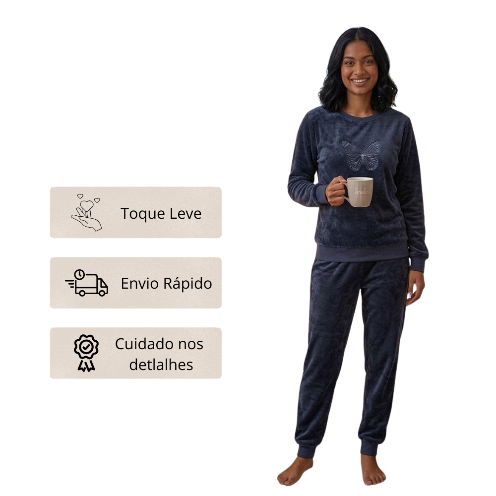 Pijama Feminino Fleece Máximo Conforto para os Dias Frios