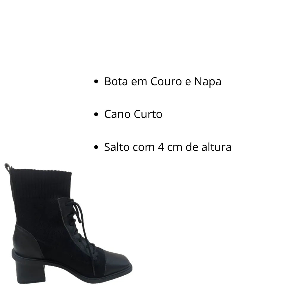 Bota Feminina em Napa com Cano Curto Solado de 4cm
