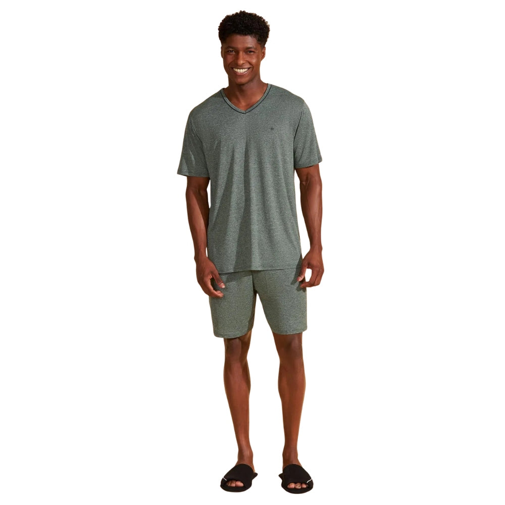 Pijama Masculino de Microdry Camiseta e Shorts