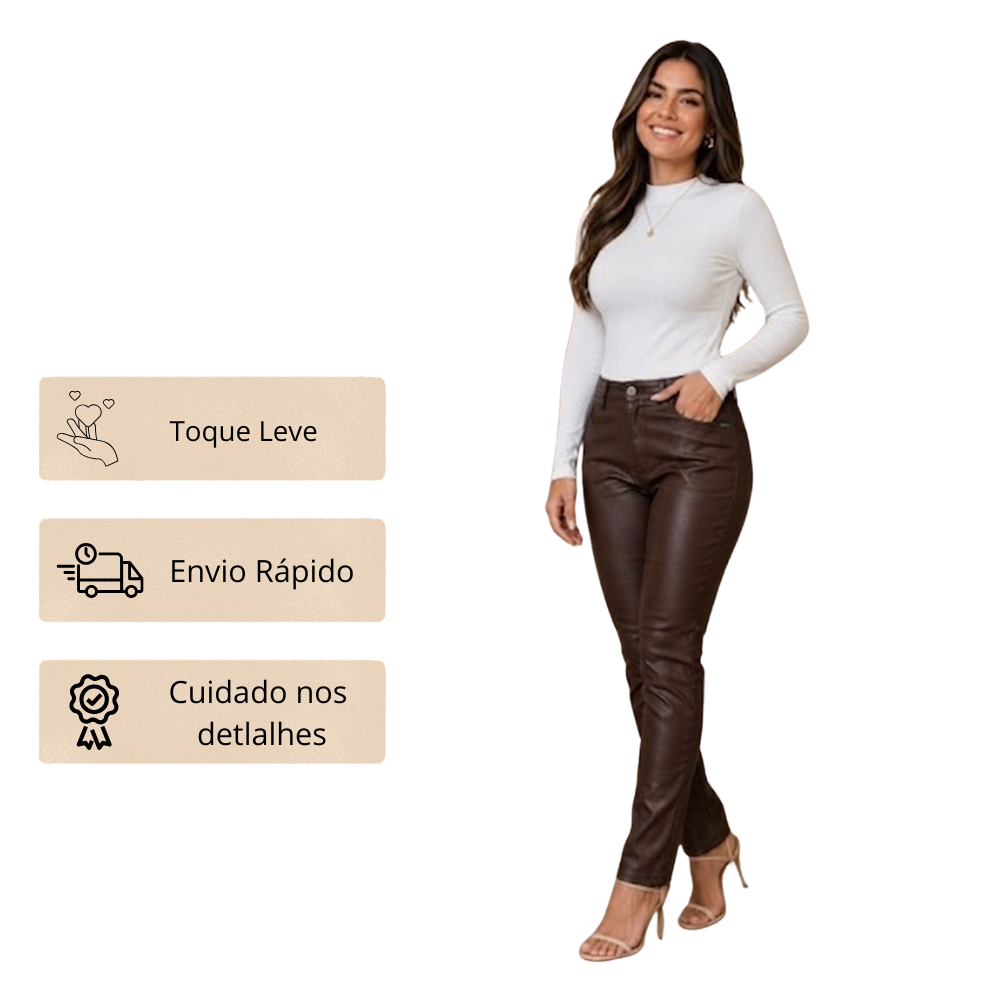 Calça Feminina Skinny Resinada