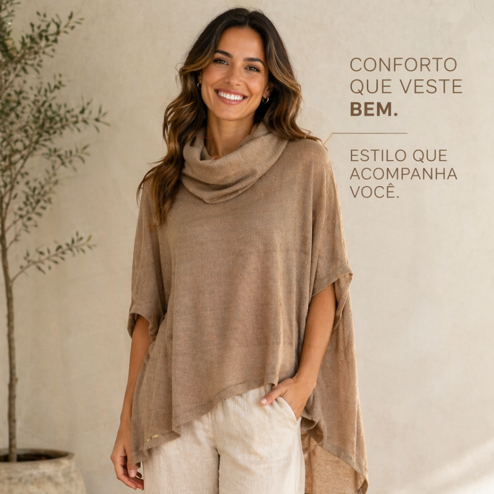 Blusa Feminina Estilo Poncho Leve e Elegante