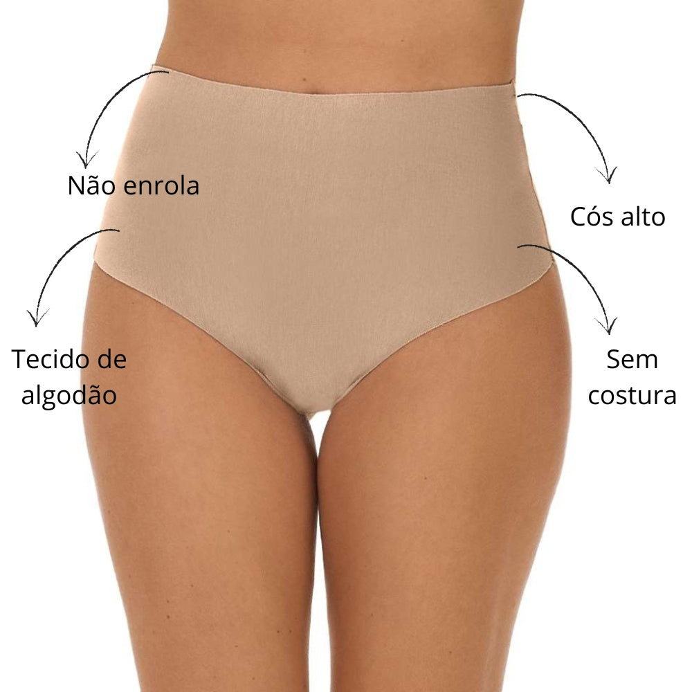 Calcinha Tanga Cós Alto em Algodão e Corte a Laser Qualidade e Ajuste Perfeito para o Seu Corpo Não Enrola