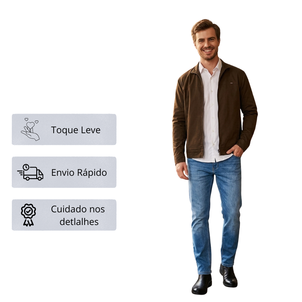 Jaqueta Masculino Casual com Gola e Zíper Feita com Tecnologia Moderna