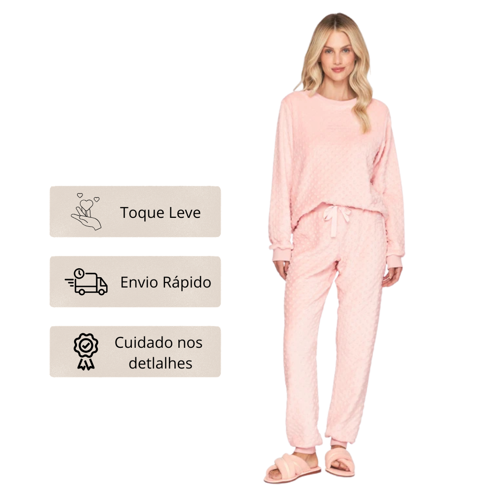 Pijama Feminino em Fleece Embossed Get Warm