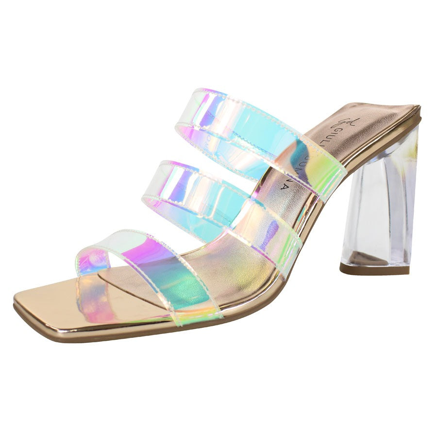 Sandália Alta Vinil com 3 Tiras Transparente, Moderna e Confortável