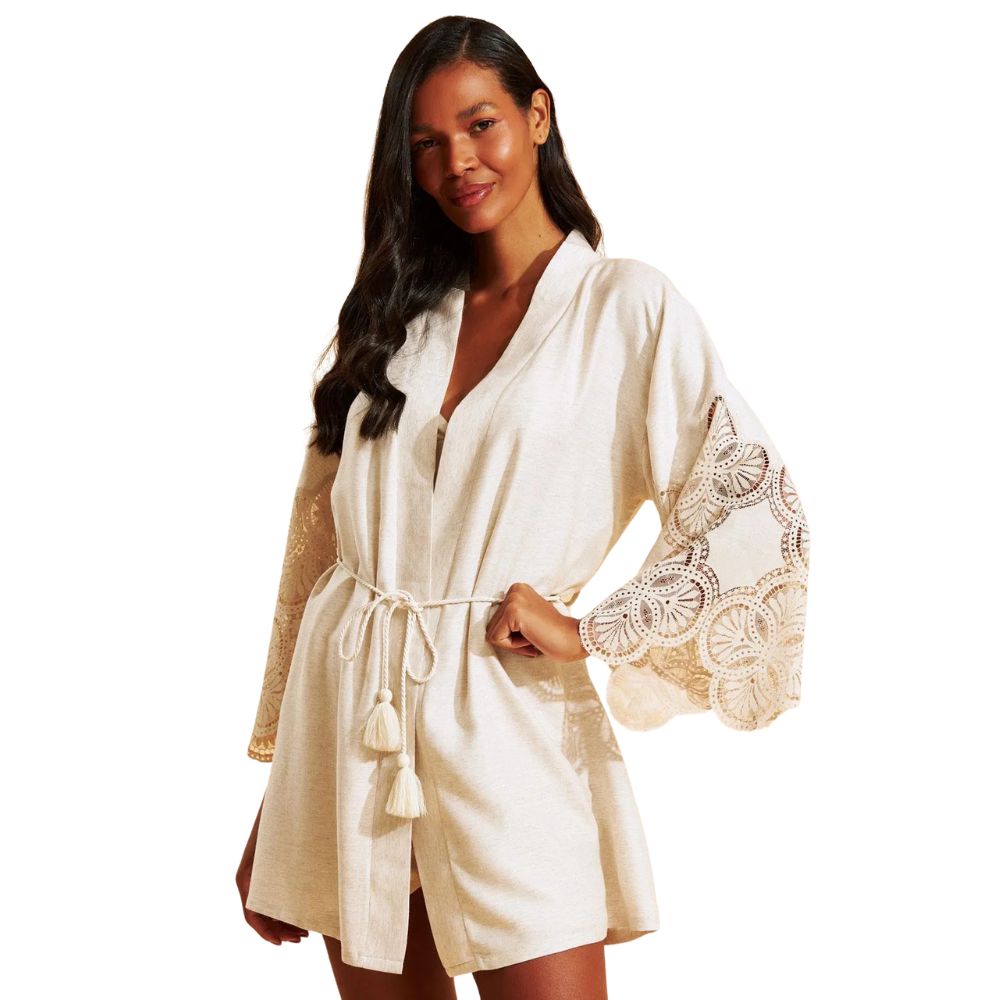 Robe de Viscolinen com Renda