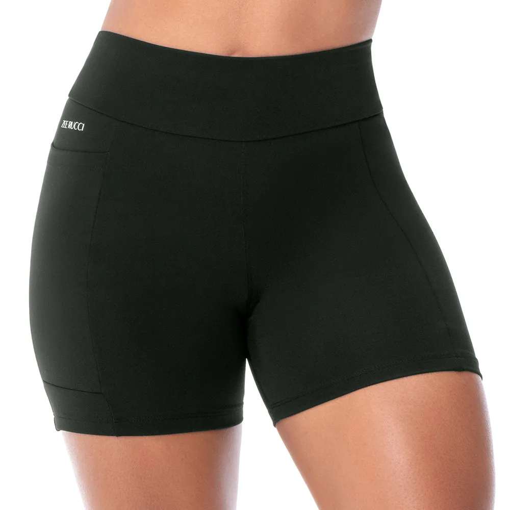 Bermuda Short Legging Fitness Proteção UV50+ com Bolso Lateral e Cós Alto