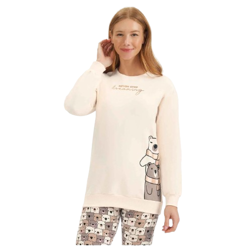 Pijama Manga Longa com Legging Feminino Cor com Amor